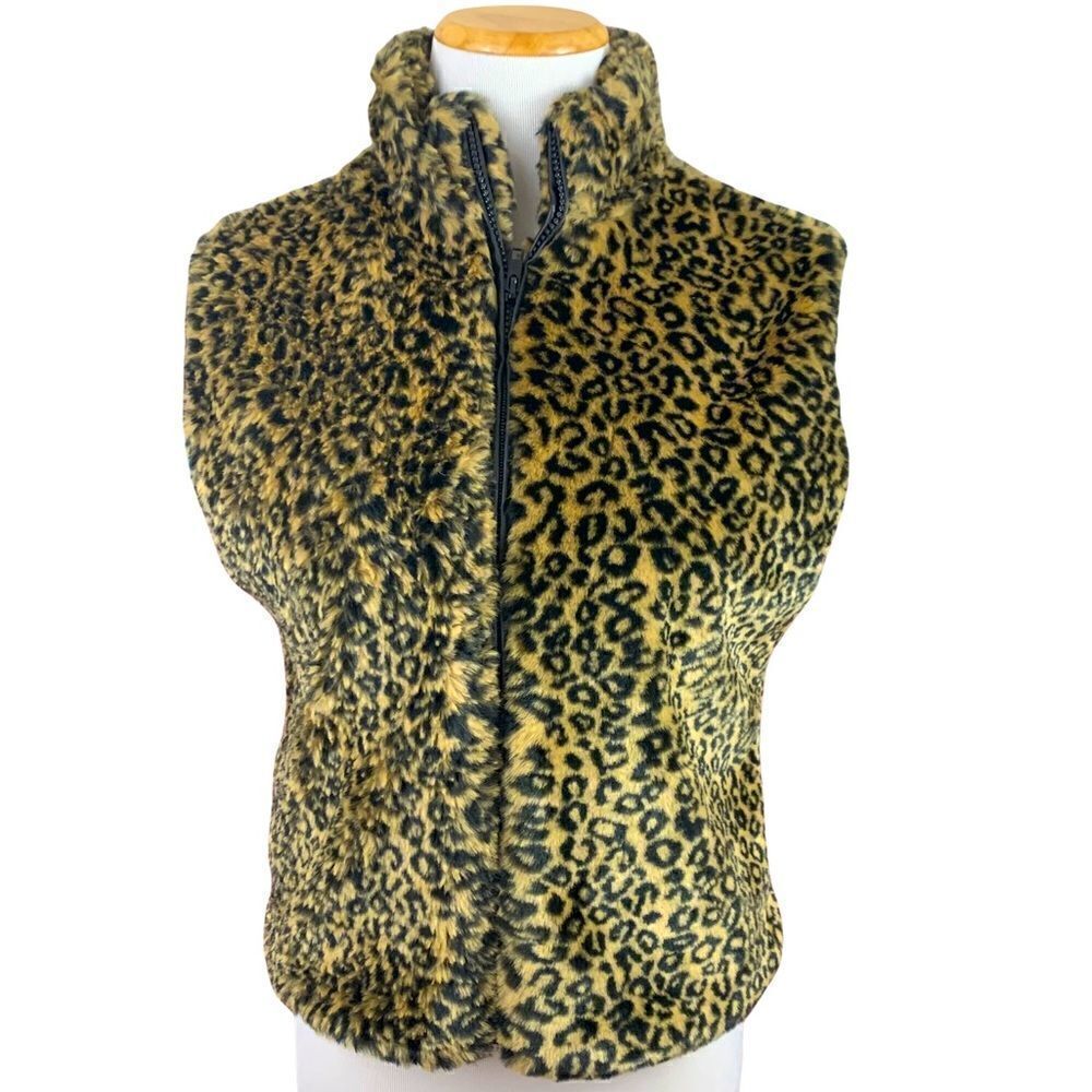 Y2K leopard print faux fur cropped vest
